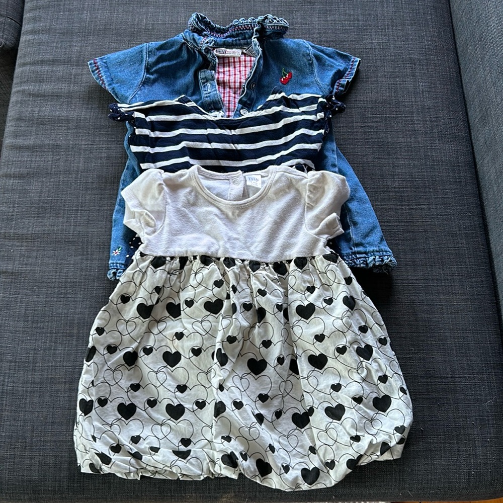 Cutest Set of (3)- 12 month dresses